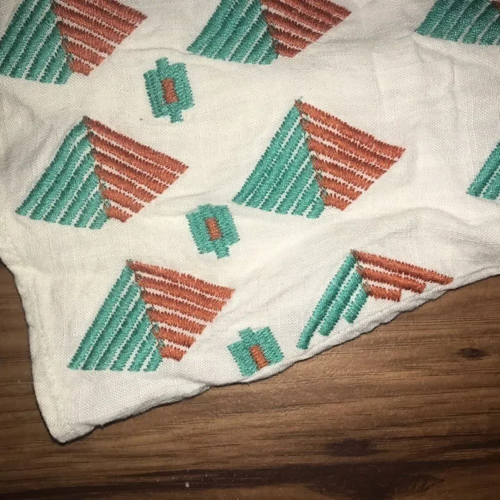 THML White Orange & Turquoise Embroidered Skirt